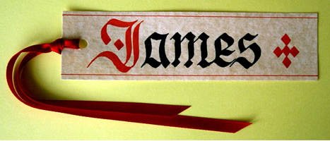 Our standard bookmark "James" £2.00
